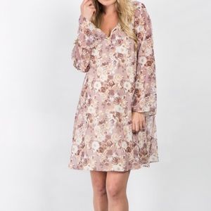 Taupe Abstract Chiffon Maternity Dress